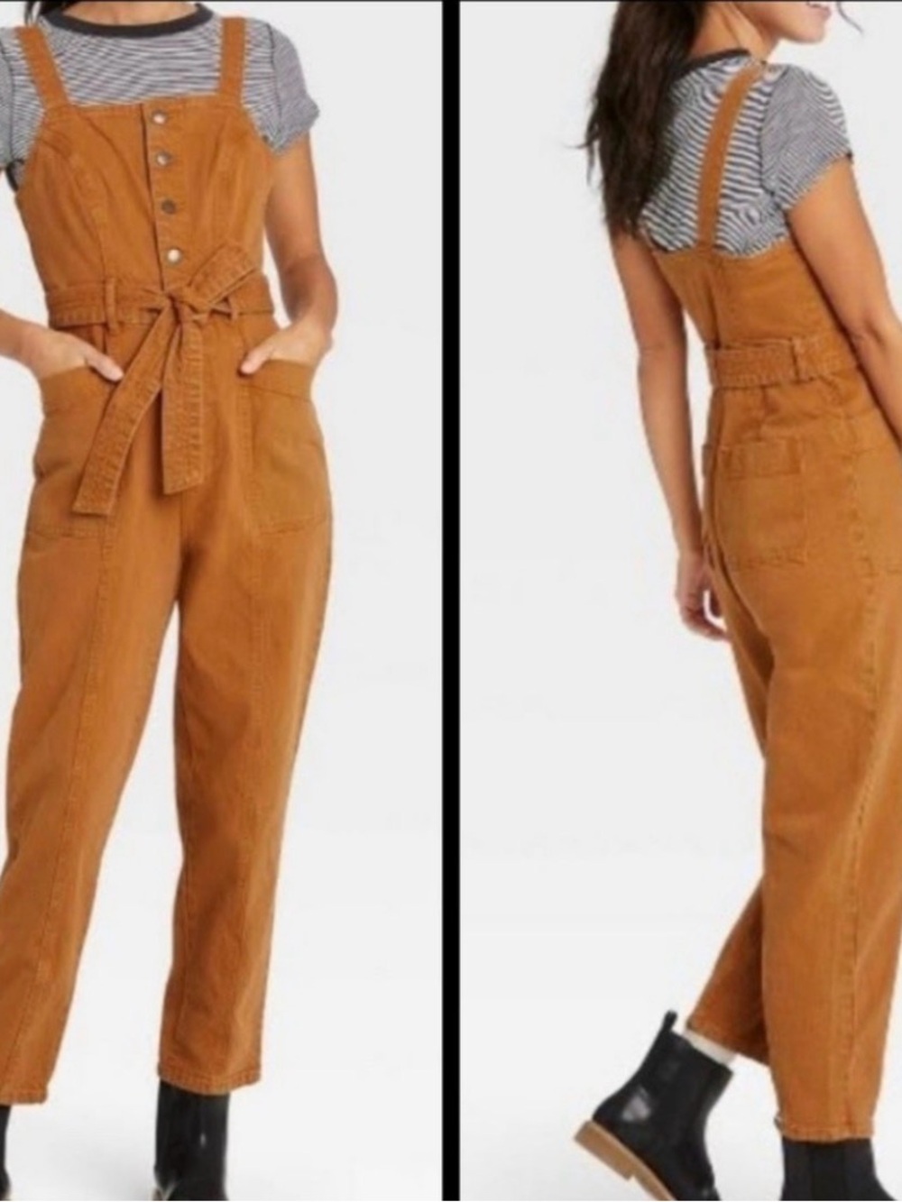 Universal Thread Sienna Tan Button Overalls Jumper
